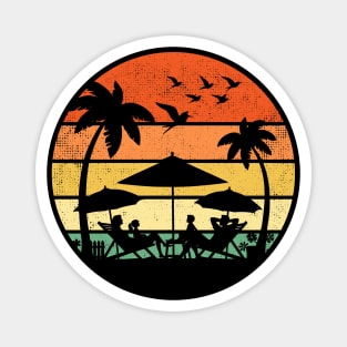 Family Vacation Tropical Summer Palm Tree Beach Retro Vintage Sunset Magnet